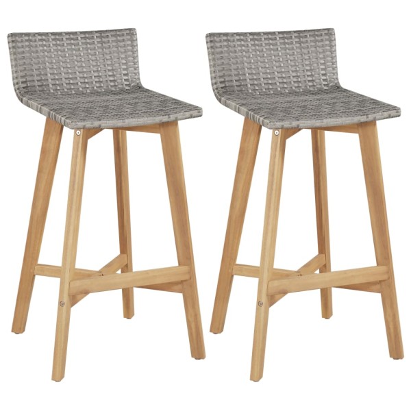 Bar stools, 2 pcs., solid acacia wood