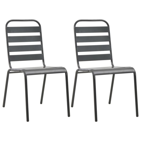 Folding outdoor chairs, 2 pcs., steel, gray