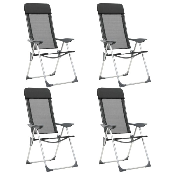 Folding camping chairs, 4 pcs., black, aluminum