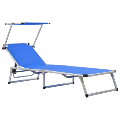 Fold sunbed with roof, blue...