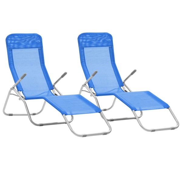 Folding sunbeds, 2 pcs., textilene, blue