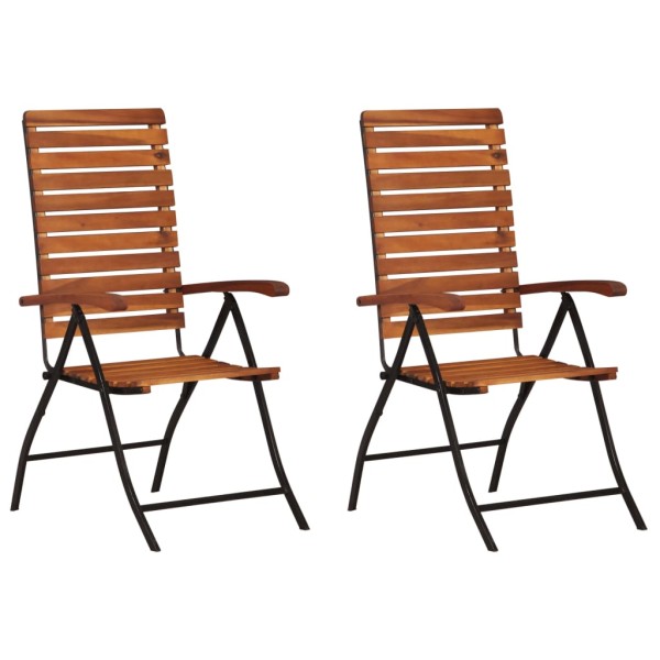 Reclining garden chairs, 2 pcs., solid acacia wood