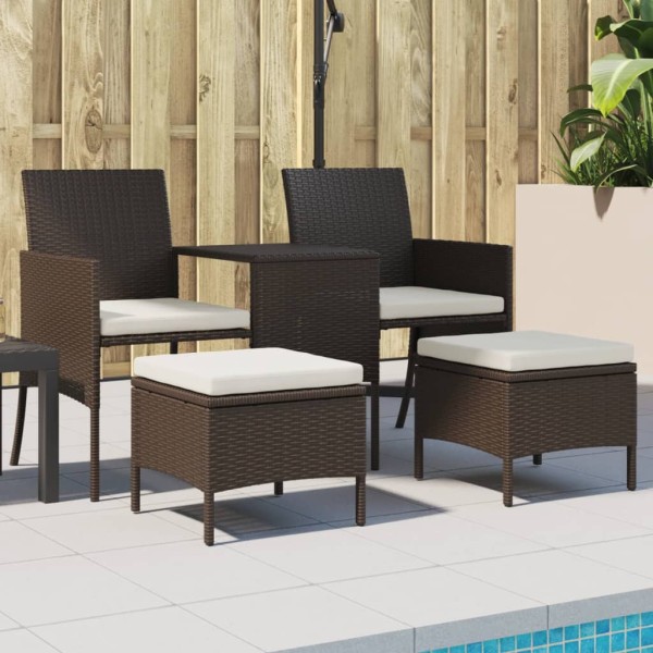 Double garden sofa with tea table, brown, polyrattan