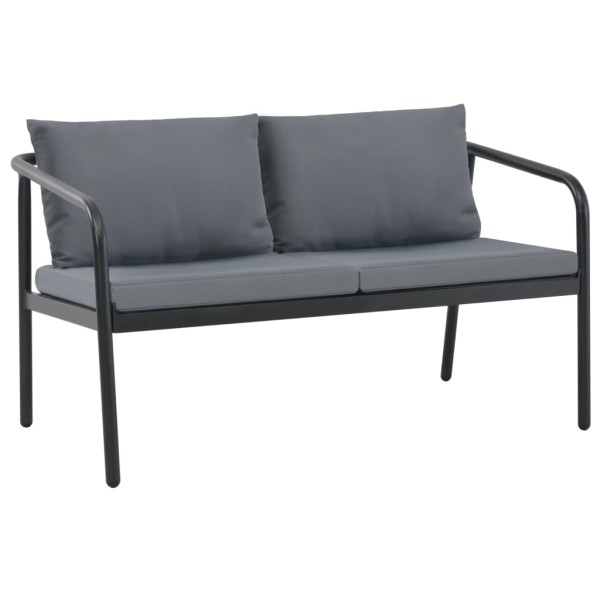 Two-seater garden sofa with cushions, gray color, aluminum