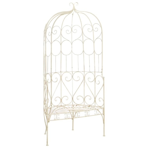 Garden bench, white, 95 cm, iron, antique style