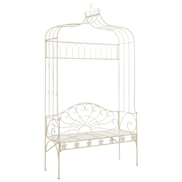 Garden bench, white, 122 cm, iron, antique style