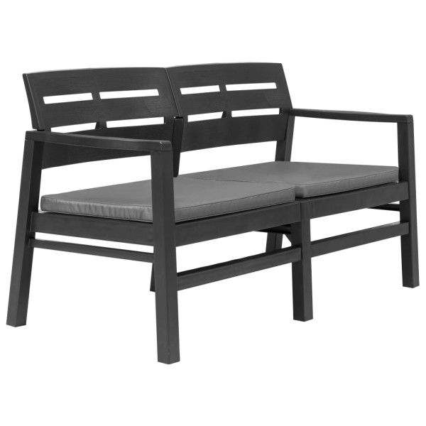Double garden bench with bed, antr. sp., 133cm, plastic