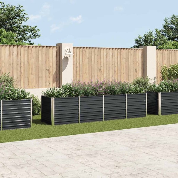 Garden bed, anthracite, 320x80x77cm, steel, high