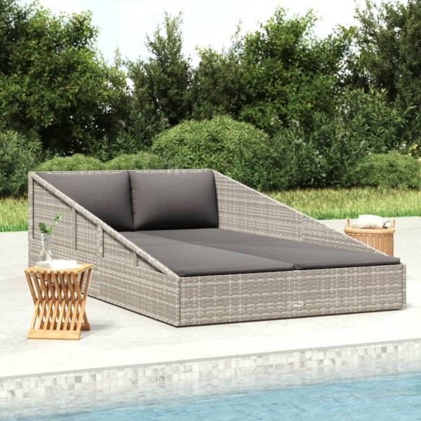 Garden bed, gray, 110x200cm, polyrattan