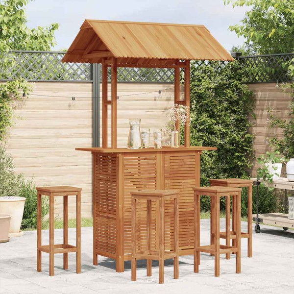 Outdoor bar table with canopy, 113x106x217cm, solid acacia