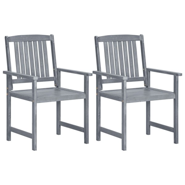 Garden chairs, 2 pcs., gray color, solid acacia wood