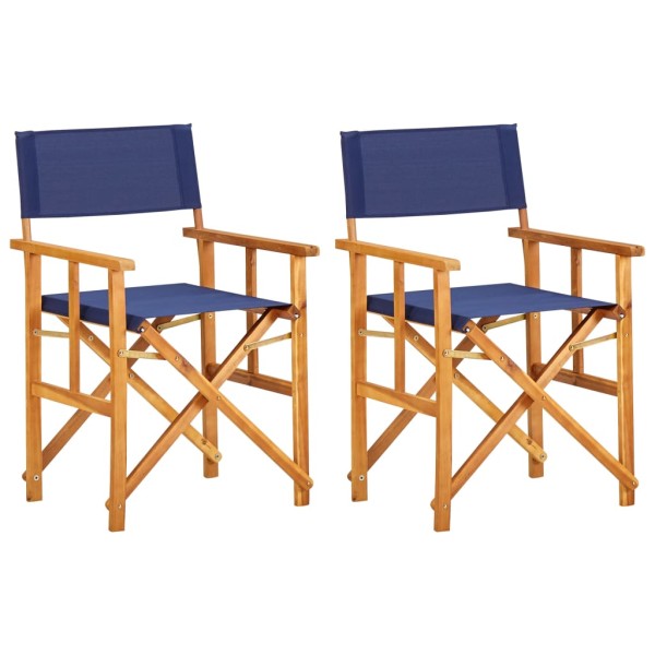 Director's chairs, 2 pcs., blue, solid acacia wood