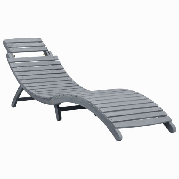 Sun lounger, bleached gray, solid acacia