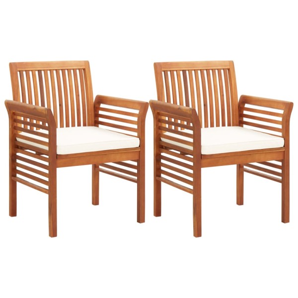 Garden dining chairs with cushions, 2 pcs., solid acacia