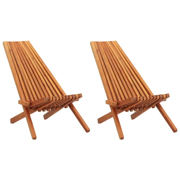 Folding outdoor lounge chairs, 2 pcs., solid acacia