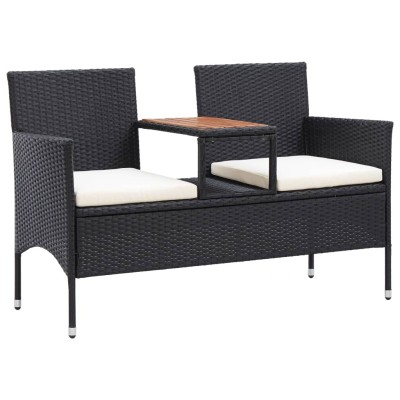 Double bench with table,...
