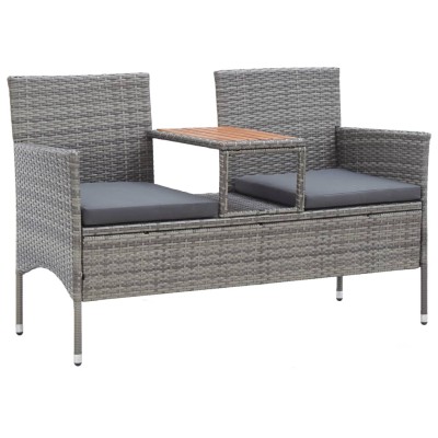 Double bench with table,...