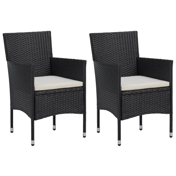 Garden dining chairs, 2 pcs., black, polyrattan