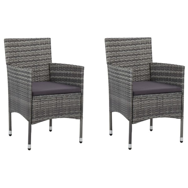 Garden dining chairs, 2 pcs., gray color, polyrattan