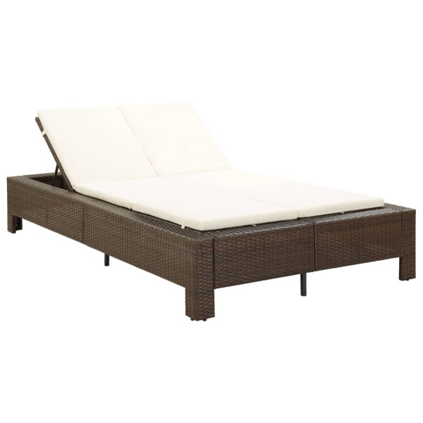 Double sunbed with mattress, brown, polyrattan