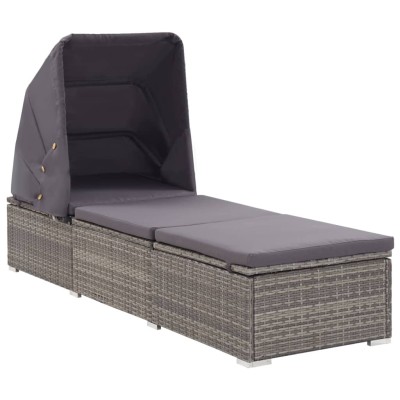 Sun lounger with canopy and...