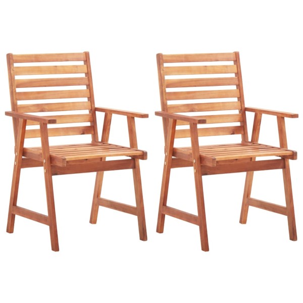 Outdoor dining chairs, 2 pcs., solid acacia wood