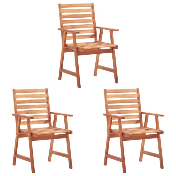 Outdoor dining chairs, 3 pcs., solid acacia wood
