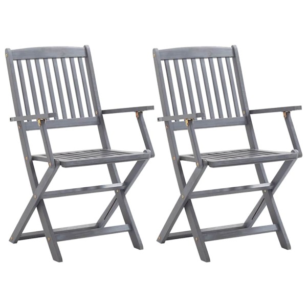 Folding outdoor chairs, 2 pcs., solid acacia wood