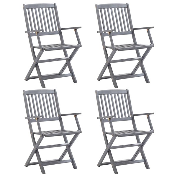 Folding outdoor chairs, 4 pcs., solid acacia wood
