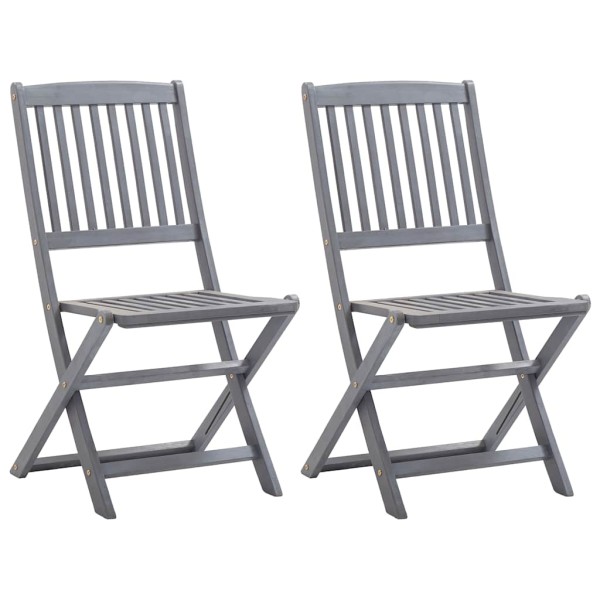 Folding outdoor chairs, 2 pcs., solid acacia wood