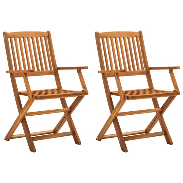 Folding outdoor chairs, 2 pcs., solid acacia wood