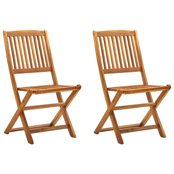 Folding outdoor chairs, 2 pcs., solid acacia wood