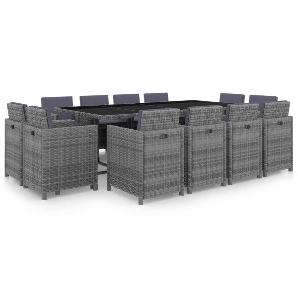 Outdoor set with pillows, 13 pieces, anthracite, rattan