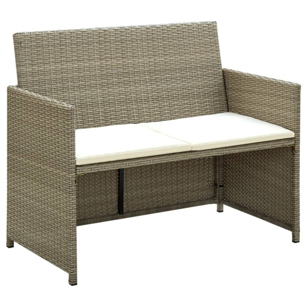 Double garden sofa with cushions, cream, polyrattan