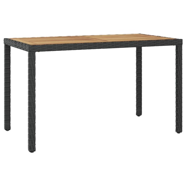 Garden table, black and brown, 123x60x74cm, solid acacia