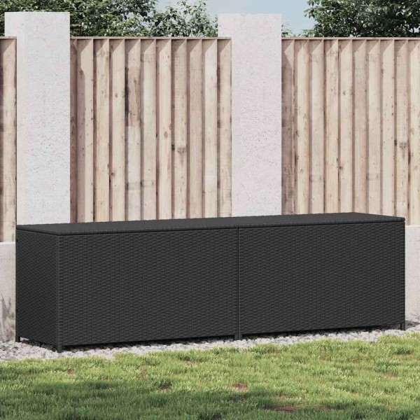 Garden storage box, black, 200x50x60cm, polyrattan