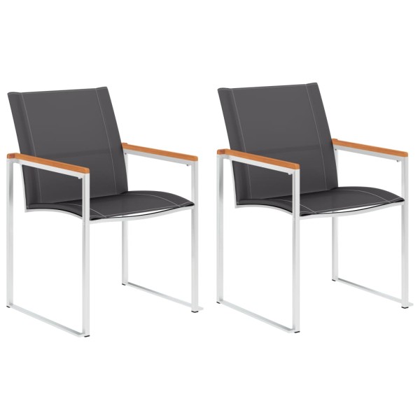 Garden chairs, 2 pcs, gray, textile and stainless steel