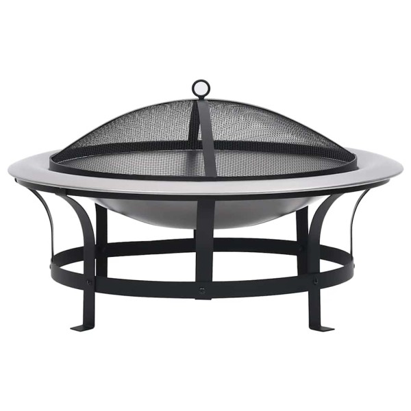 Outdoor fireplace with barbecue, 76 cm, stainless steel