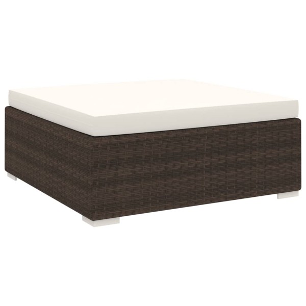 Sectional footstool with cushion, 1 pc., brown, polyrattan