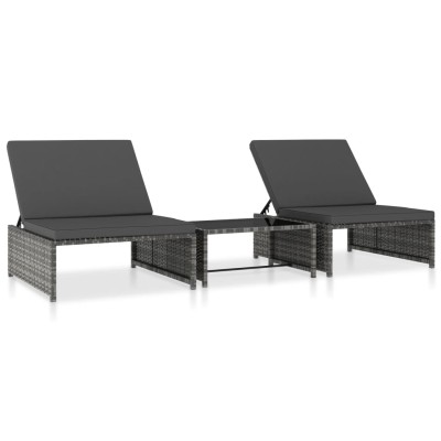 Sunbeds with table, 2 pcs.,...