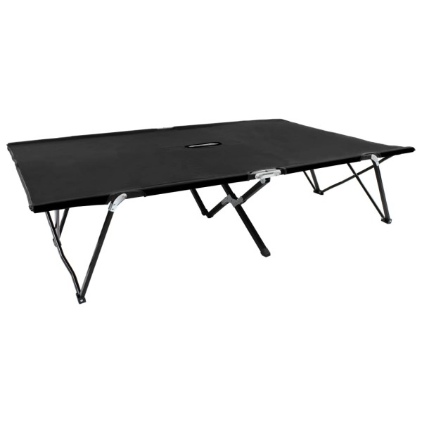 Double folding sun lounger, black, steel