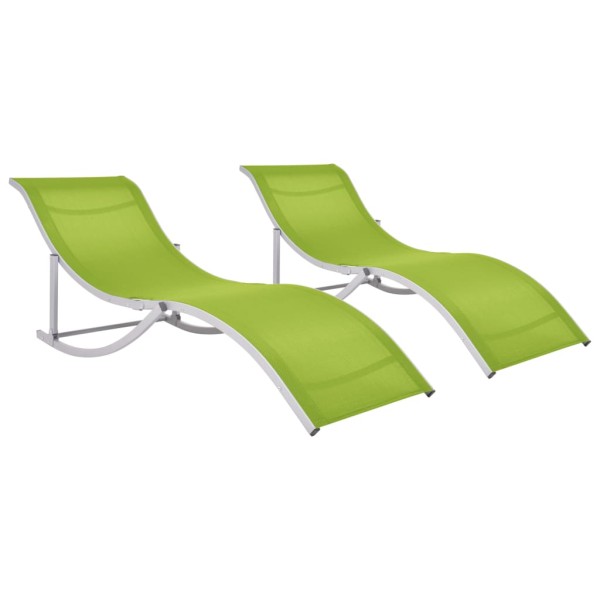 Folding sunbeds, 2 pcs., green color, textilene