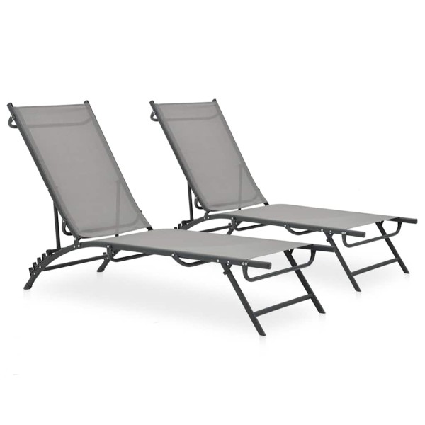 Sunbeds, 2 pcs., textile and steel