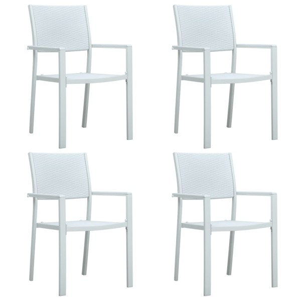 Garden chairs, 4 pcs., white, plastic, rattan imitation