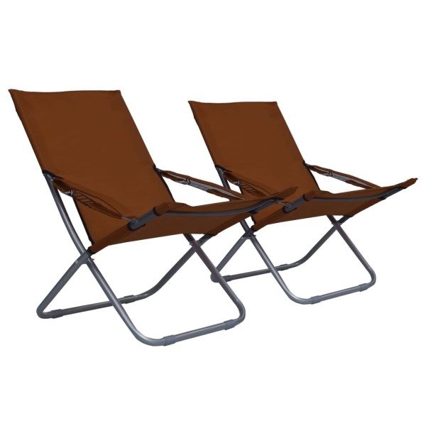 Folding beach chairs, 2 pcs., brown color, fabric