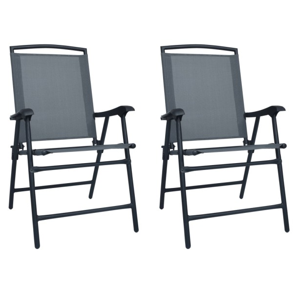 Folding garden chairs, 2 pcs., gray color, textile