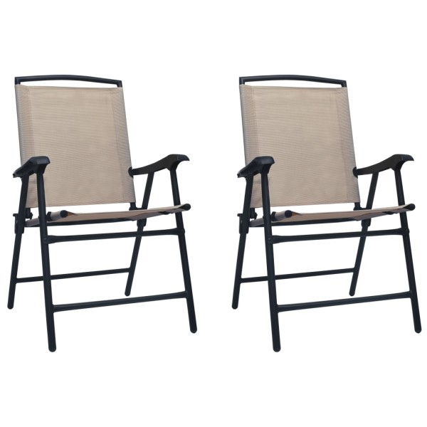 Folding garden chairs, 2 pcs., taupe color, textilene