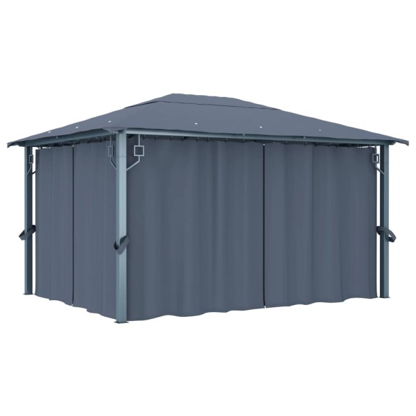 Gazebo with curtains, anthracite color, 400x300cm