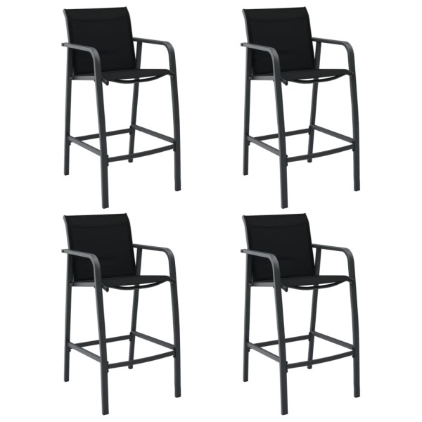 Garden bar chairs, 4 pcs, black, textile