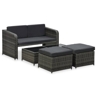 Lounge set with pillows, 4...